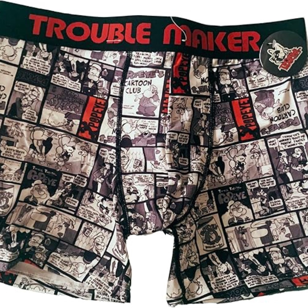 TROUBLE MAKER Cartoon Pop Eye Boxer Brief Underwear Tagless Trunk